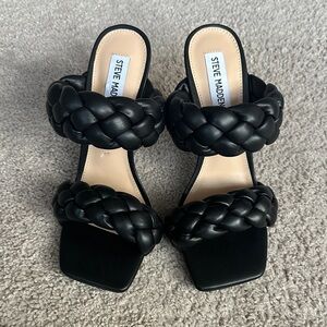 Steve Madden Black Braided Heels